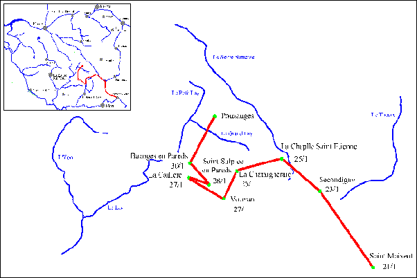 carte du trac de la colonne n 1