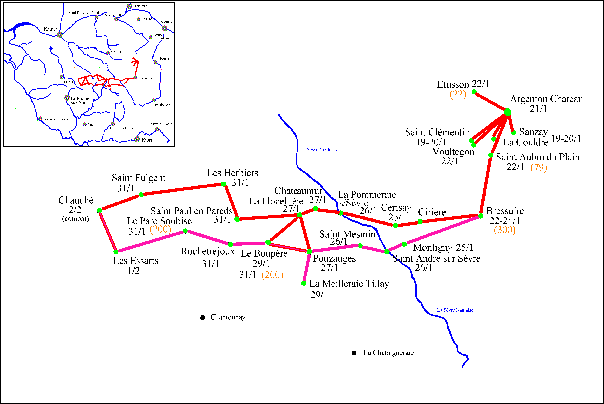 carte du trac de la colonne n 2