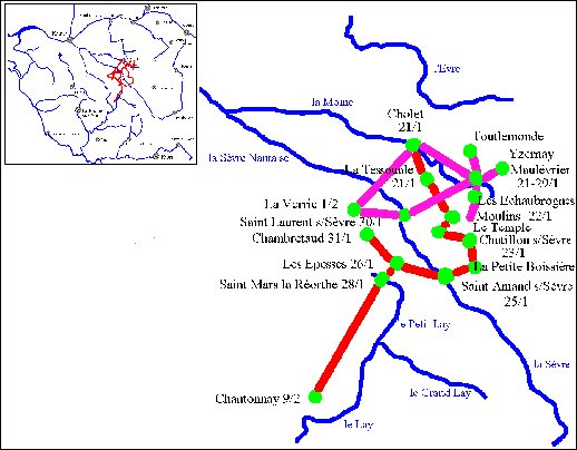 carte du trac de la colonne n 3