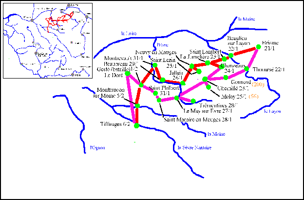 carte du trac de la colonne n 5